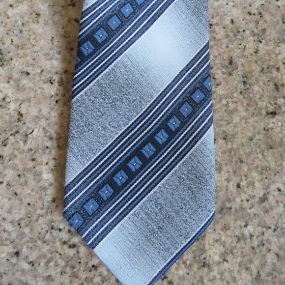 English C&A Blue & Grey Stripe TIE (K153) - Picture 1 of 4